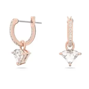 Image of Ortyx Drop Triangle Cut White Rose Gold-tone Plated Earrings 5643738