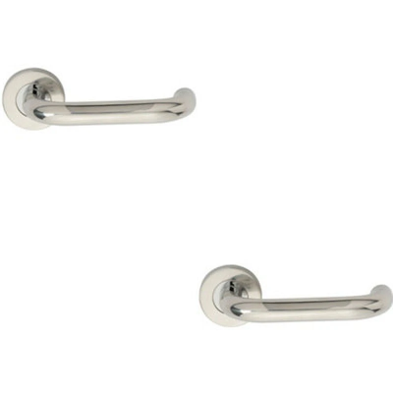 Image of Loops 2x PAIR 19mm Round Bar Safety Handle on Round Rose Concealed Fix Polished Steel Metallics