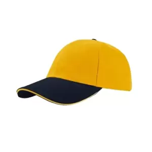 Image of Atlantis Liberty Sandwich Heavy Brush Cotton 6 Panel Cap (One Size) (Yellow/Navy)