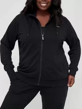 Image of Only Play Curvy High Neck Sweat Top - Black, Size 48/50, Women