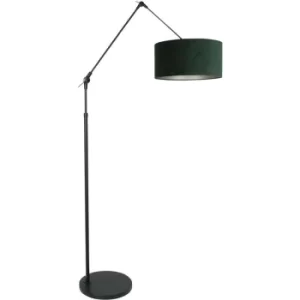 Image of Sienna Prestige Chic Floor Lamp with Shade Matte Black, Velor Green