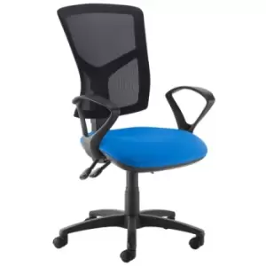 Image of Senza high mesh back operator chair with fixed arms - blue