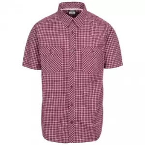Image of Trespass Mens Uttoxeter Short Sleeve Cotton Shirt (L) (Prune Check)