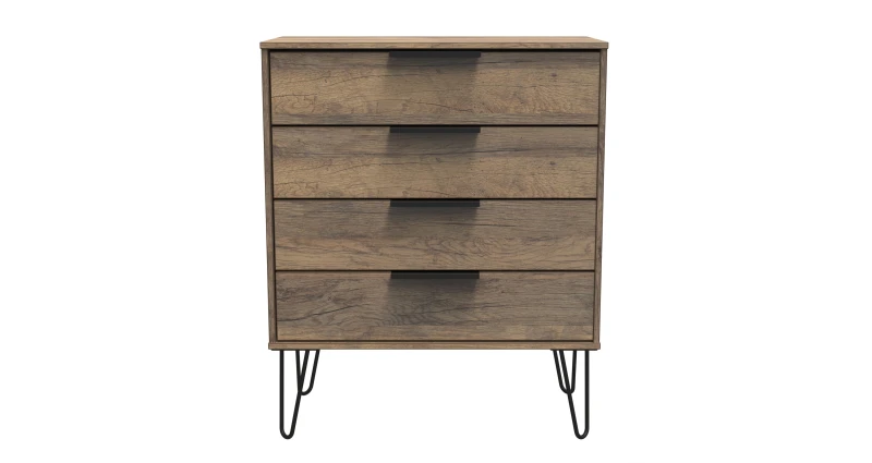 Image of Fuji 4 Drawer Chest In Vintage Oak (Ready Assembled)