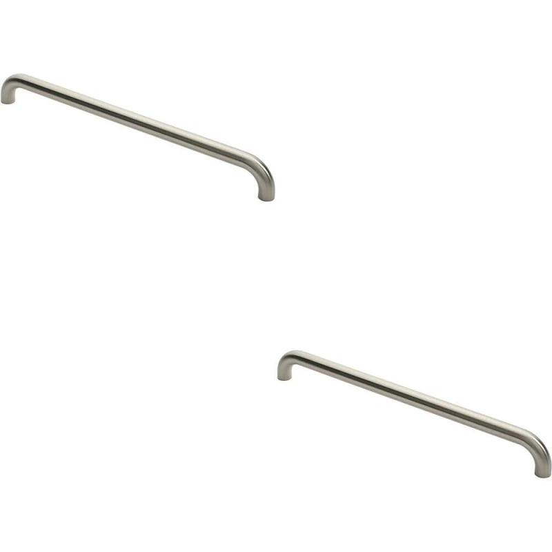 Image of Loops 2x Round D Bar Pull Handle 630 x 30mm 600mm Fixing Centres Satin Steel Metallics unisex
