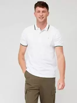Image of Farah Alvin Tipped Polo Shirt - White, Size L, Men
