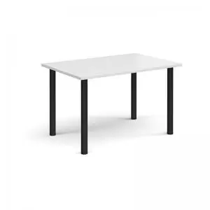 Image of Rectangular Black radial leg meeting table 1200mm x 800mm - white