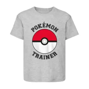 Image of Pokemon Boys Trainer Pokeball T-Shirt (4-5 Years) (Grey Heather)