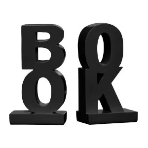 Image of Premier Housewares 'Book' Bookends Set of 2 - Polyresin Black High Gloss