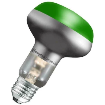 Image of Lamps 40W R63 R64 Reflector ES-E27 Dimmable Green 115° 84lm ES Screw E27 Incandescent Coloured Light Bulb - Crompton