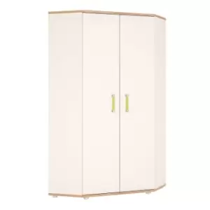 Image of 4Kids Corner Wardrobe In Light Oak And White High Gloss (Lemon Handles)