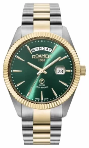 Image of Roamer 981662 48 75 90 Primeline Day Date Green Dial With Watch
