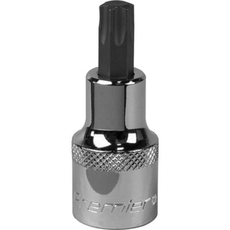 Image of Loops T50 TRX Star Socket Bit - 1/2" Square Drive - PREMIUM S2 Steel Head Knurled Grip Metallics