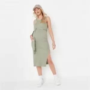 Image of Missguided Slvless Rib Midi Dress - Green