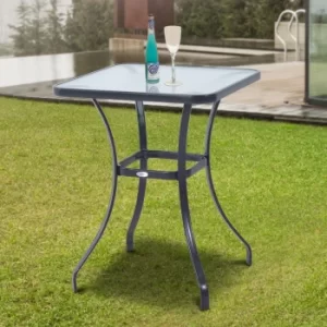 Image of Outsunny Square Glass Bistro Table, 68.5Lx68.5Wx84H cm