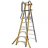 Image of GPC Glass Fibre Podium Step 6 Tread Integral Tool Tray 150kg Yellow