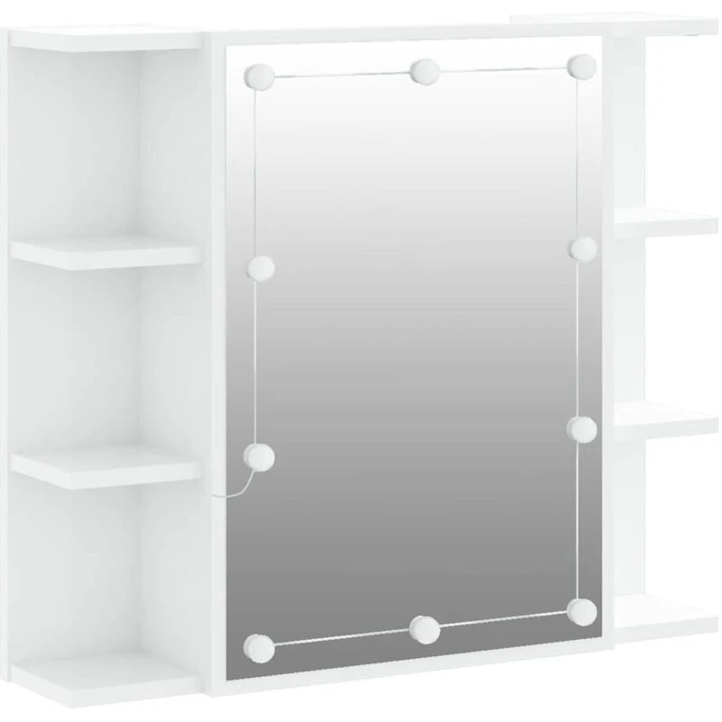 Image of vidaXL Mirror Cabinet with LED High Gloss White 70x16.5x60 cm, White 808879