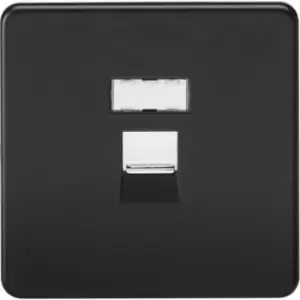 Image of MLA Knightsbridge RJ45 Network Outlet Matt Black With Chrome Shutter - SFRJ45MB