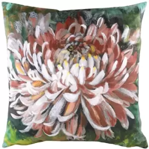 Image of Winter Florals Chrysanthemum Cushion Terracotta, Terracotta / 43 x 43cm / Polyester Filled