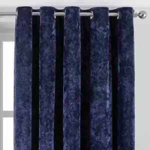 Image of Paoletti Verona Crushed Velvet Eyelet Curtains (66in x 72in) (Navy)