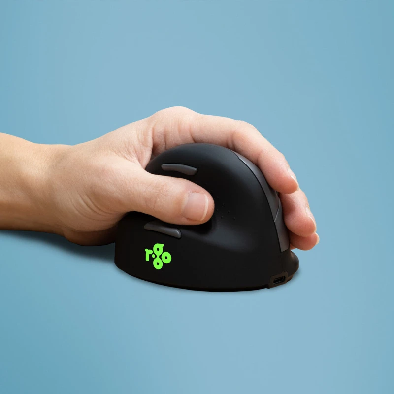 Image of R-Go Tools R-Go Tools Ergonomic mouse R-Go HE Break with break software, medium (hand size 165-185 mm), left-handed, Bluetooth, Black RGOHEWLL