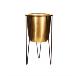 Image of Polished Metal Planter on Stand Medium
