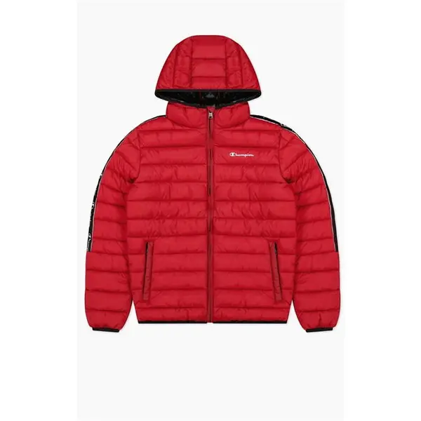Image of Champion Oxblood Hooded Jacquard Tape Padded Jacket