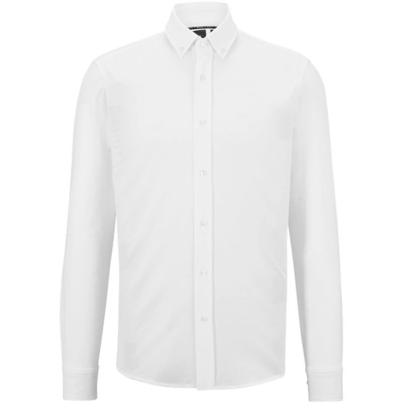 Image of Boss Mens Joe Long Sleeve Oxford Shirt White male 15 inch