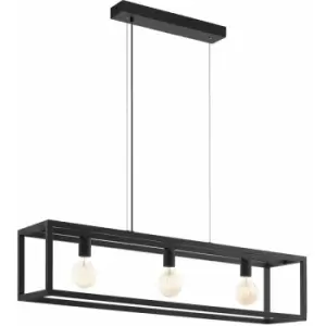 Image of Hanging Ceiling Pendant Light Black & Glass Box 3x 60W E27 Kitchen Island Lamp