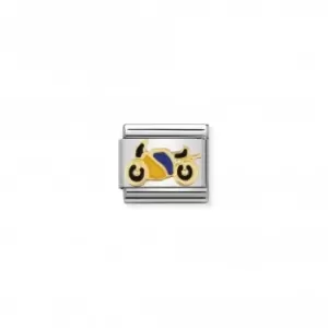 Image of Nomination Composable Classic Sports Enamel 18K Gold Yellow Blue Motorbike Link 030203/40