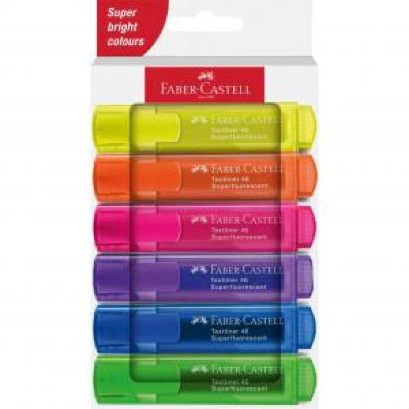 Image of Faber-Castell Highlighter Textliner 46 Assorted Colours Pack 6 - EXR49181SQ