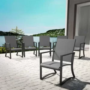 Image of Capitol Hill Steel Patio Dining Chairs Set of 6, Charcoal