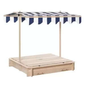 Image of Outsunny Kids Square Wooden Sandpit Children Cabana Sandbox Outdoor Backyard Playset Play Station Adjustable Canopy, 106x106x121cm