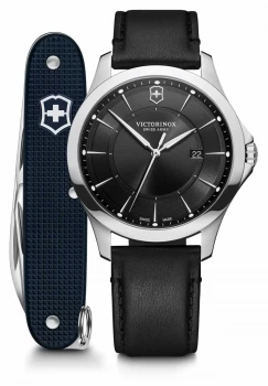 Image of Victorinox Swiss Army Alliance SET Mens Black Leather Watch