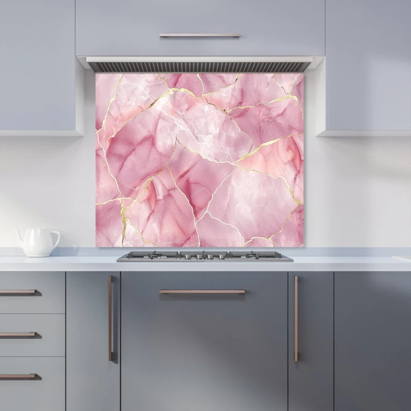 Image of Warren Reed - Designer Light Rose Marble Effect Kitchen Splashback in Grey Size: 900mm x 650mm Grey Unisex 900mm x 650mm