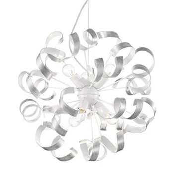 Image of Vortex 6 Light Ribbon Ceiling Pendant Silver, E14