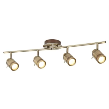 Image of Searchlight Samson - 4 Light Bathroom Ceiling Spotlight Bar Antique Brass IP44, GU10