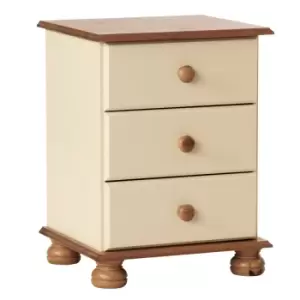 Image of Sterling Ventures Copenhagen 3 Drawer Bedside In Cream/Pine