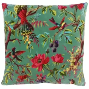 Image of Paradise Velvet Cushion Aqua / 50 x 50cm / Polyester Filled