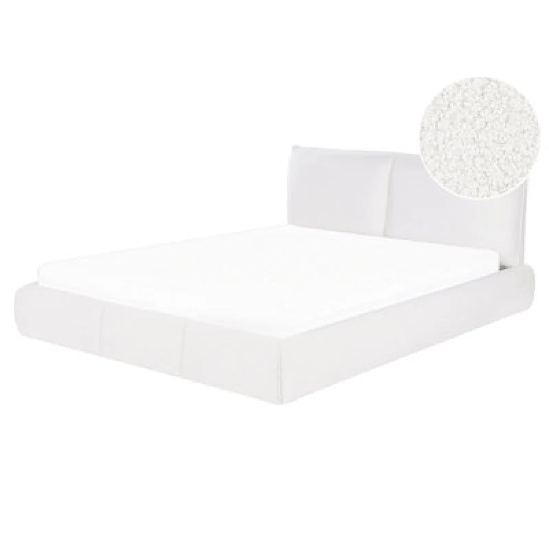 Image of Beliani Bed Boucle Vinay 160 X 200 Cm (Eu King Size) White