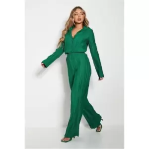 Image of I Saw It First Plisse Wide Leg Trousers - Green