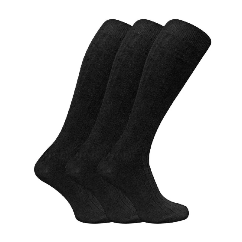 Image of Sock Snob Sock Snob Men 3 Pack Long Knee High Lightweight 100% Cotton Soft Breathable Socks in Black Size: 6-11 Black 6-11 Male 5060597070256