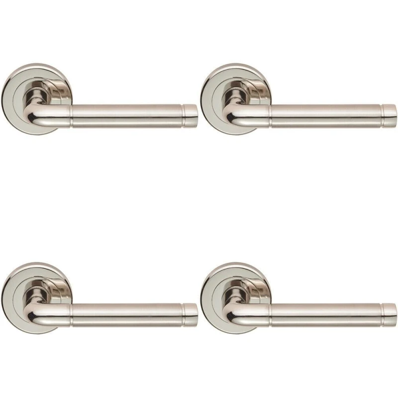 Image of Loops 4x PAIR Straight Elliptical Lever on Round Rose Concealed Fix Dual Nickel Metallics