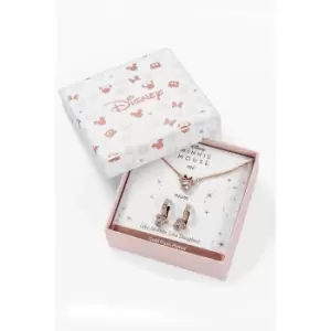 Image of Disney Minnie Mouse Clear Crystal Hoop Earrings and Necklace Set