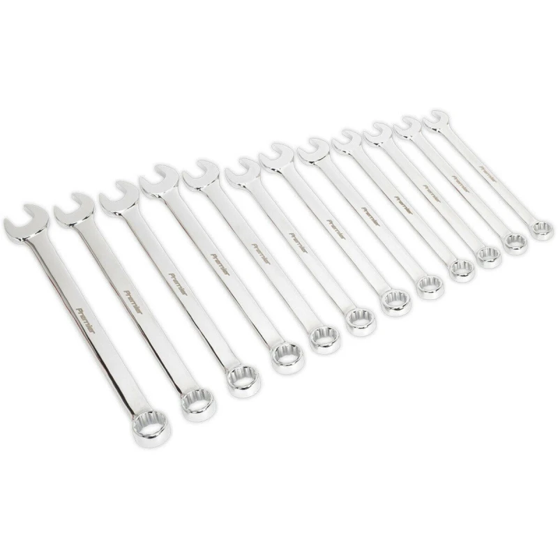 Image of Loops 12pc Extra Long Combination Hand Spanner Set - 20 to 32mm Metric 12 Point Socket Multi