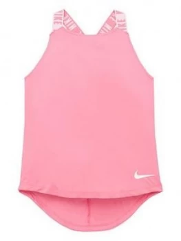 Image of Nike Girls Dri-Fit Logo Tape Tank - Pink White
