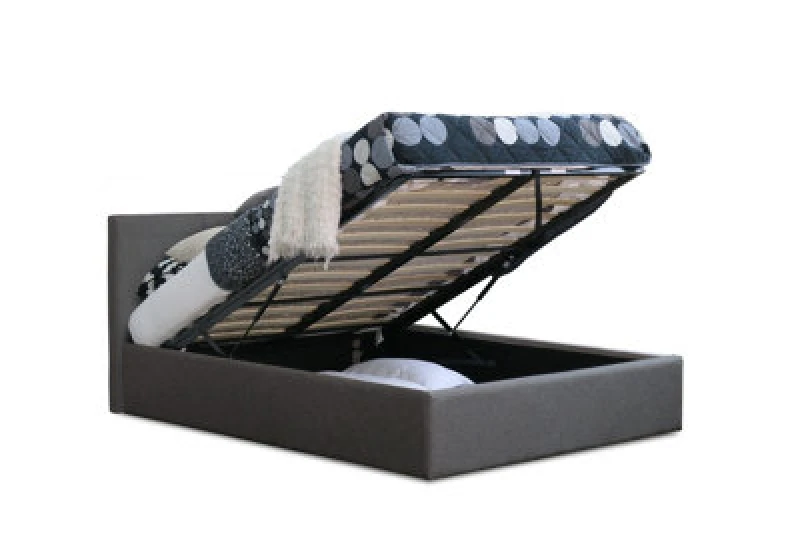 Image of Modernique Modernique Fabric Ottoman Storage Bed with High Headboard, Gas Lift Up Base in Grey Size: Double Grey Double Unisex 4673802625403