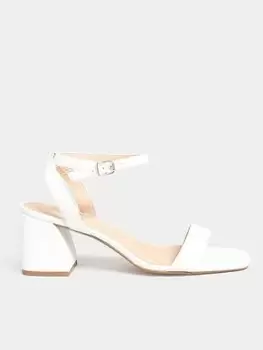 Image of Yours Extra Wide Fit Mid Block Heel Sandal Two Strap White, Size 6Eee, Women