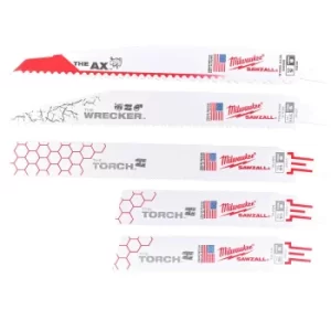 Image of Milwaukee Sawzall 5 Piece Reciprocating Saw Blade Set