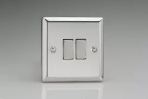 Image of Varilight Classic 2 Gang 2 Way Rocker Switch With Metal Rockers (Single XC2D) - Polished ChromeVaril - XC2D